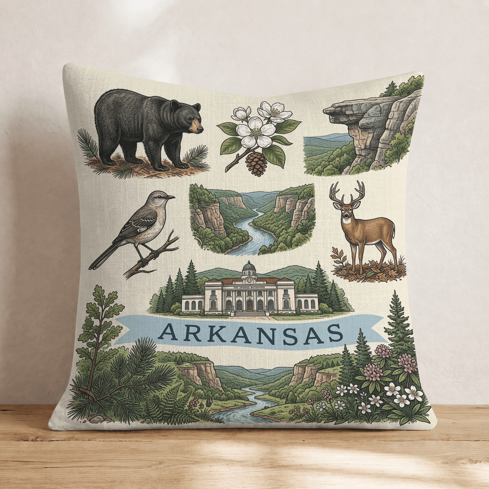 Arkansas Gallary Throw Pillow - Hillcroft Home