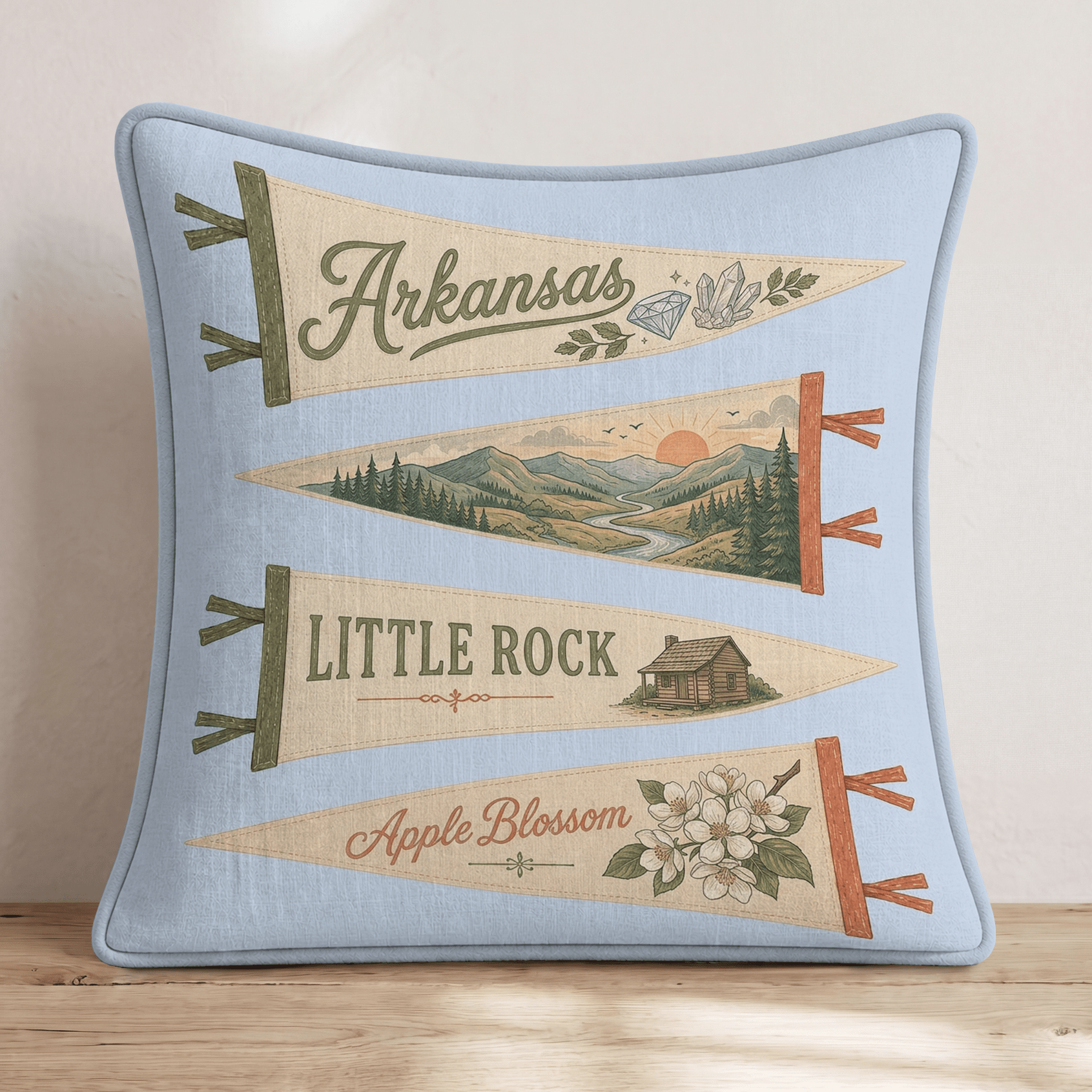 Arkansas Pennant Throw Pillow - Hillcroft Home