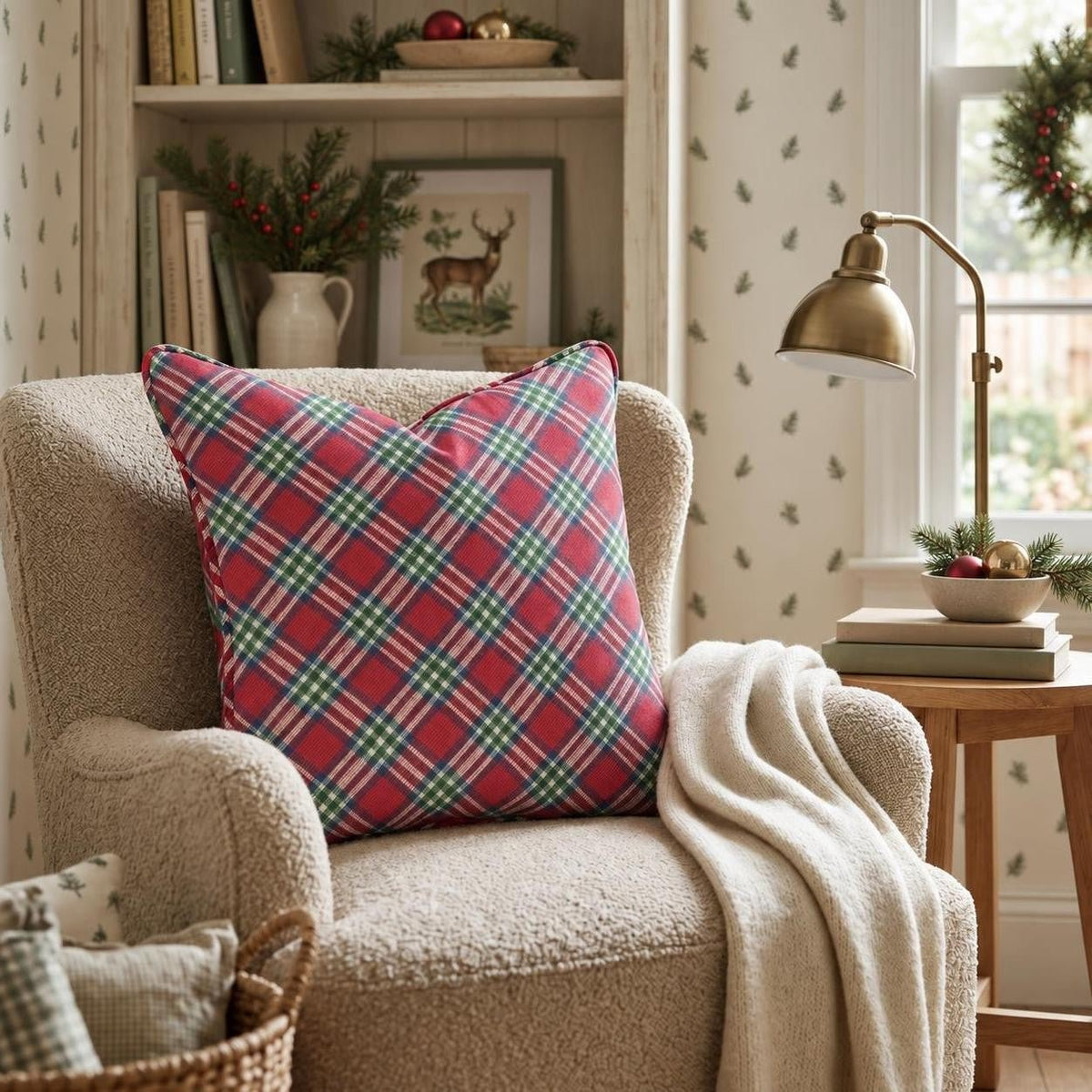 Arletta Plaid Throw Pillow throw pillow - Hillcroft Home