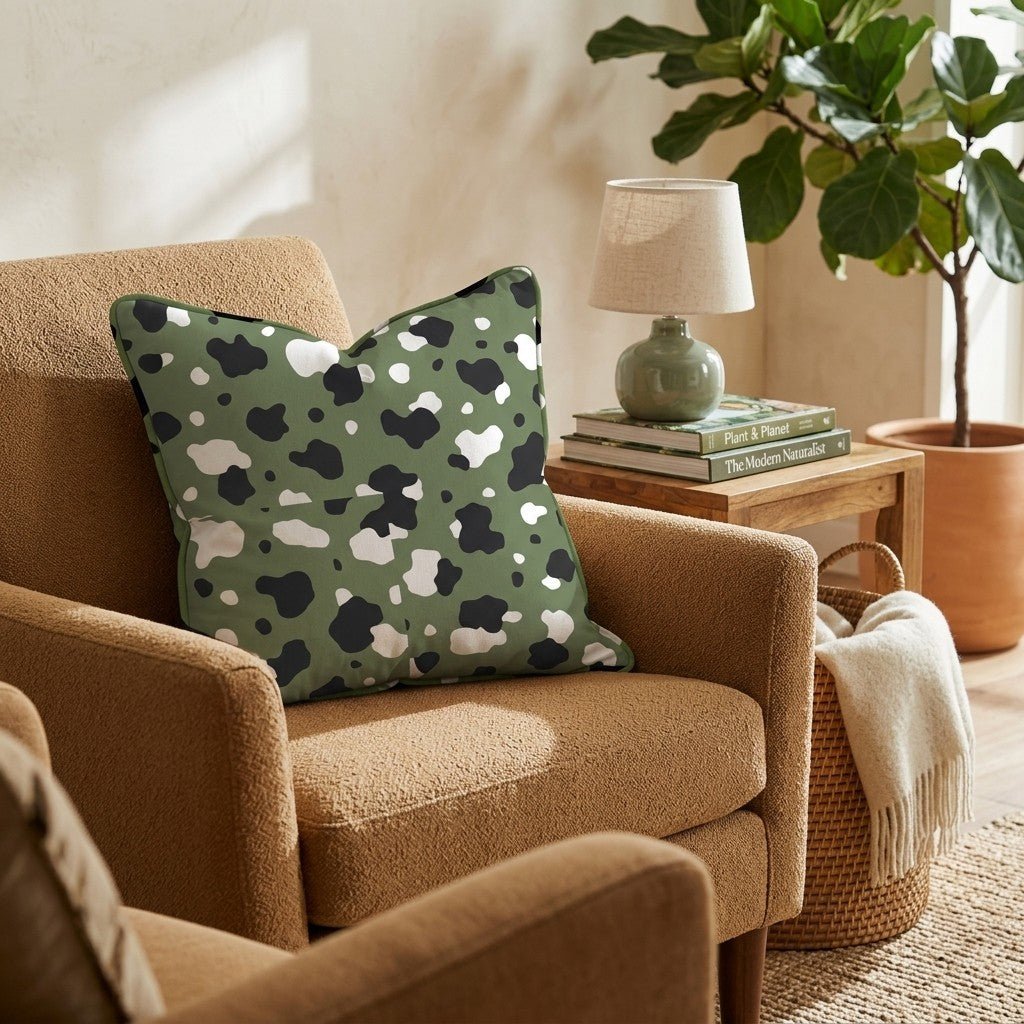 Army Cow Green Throw Pillow - Hillcroft Home