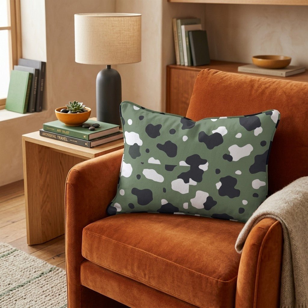 Army Cow Green Throw Pillow - Hillcroft Home