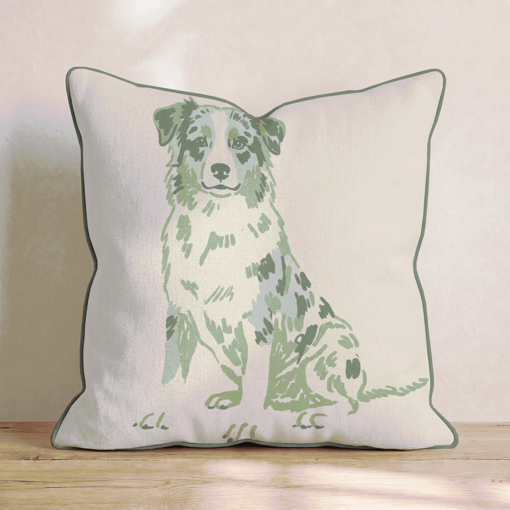 Australian Shepherd Green Throw Pillow - Hillcroft Home