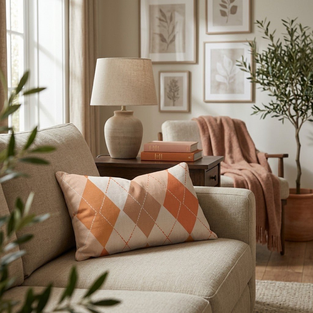 Autumn Argyle Throw Pillow - Hillcroft Home
