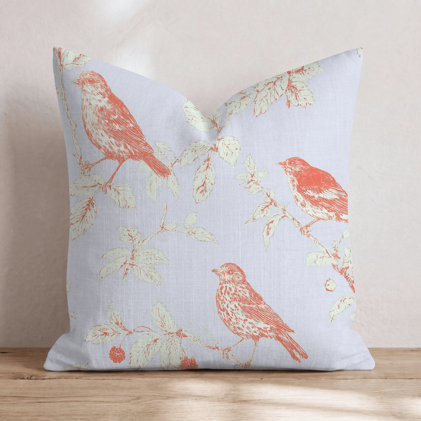 Autumn Birds Toile Throw Pillow - Hillcroft Home
