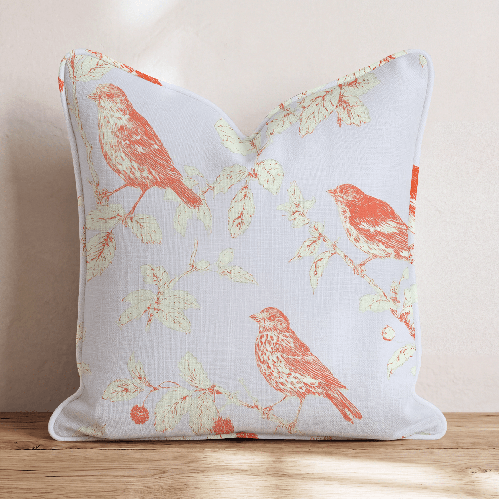 Autumn Birds Toile Throw Pillow - Hillcroft Home