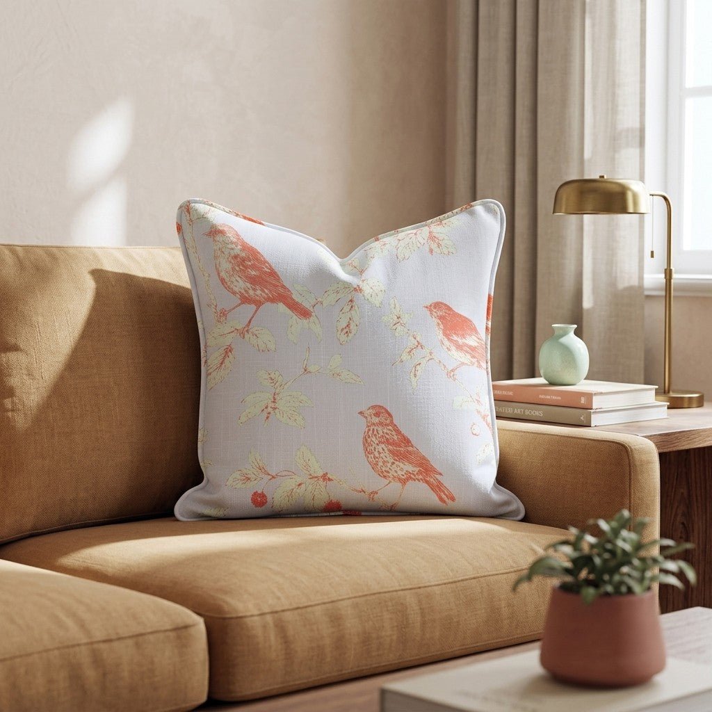 Autumn Birds Toile Throw Pillow - Hillcroft Home