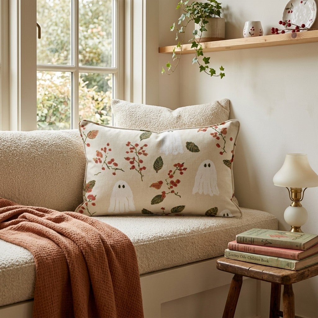 Autumn Ghost Sprig Throw Pillow - Hillcroft Home