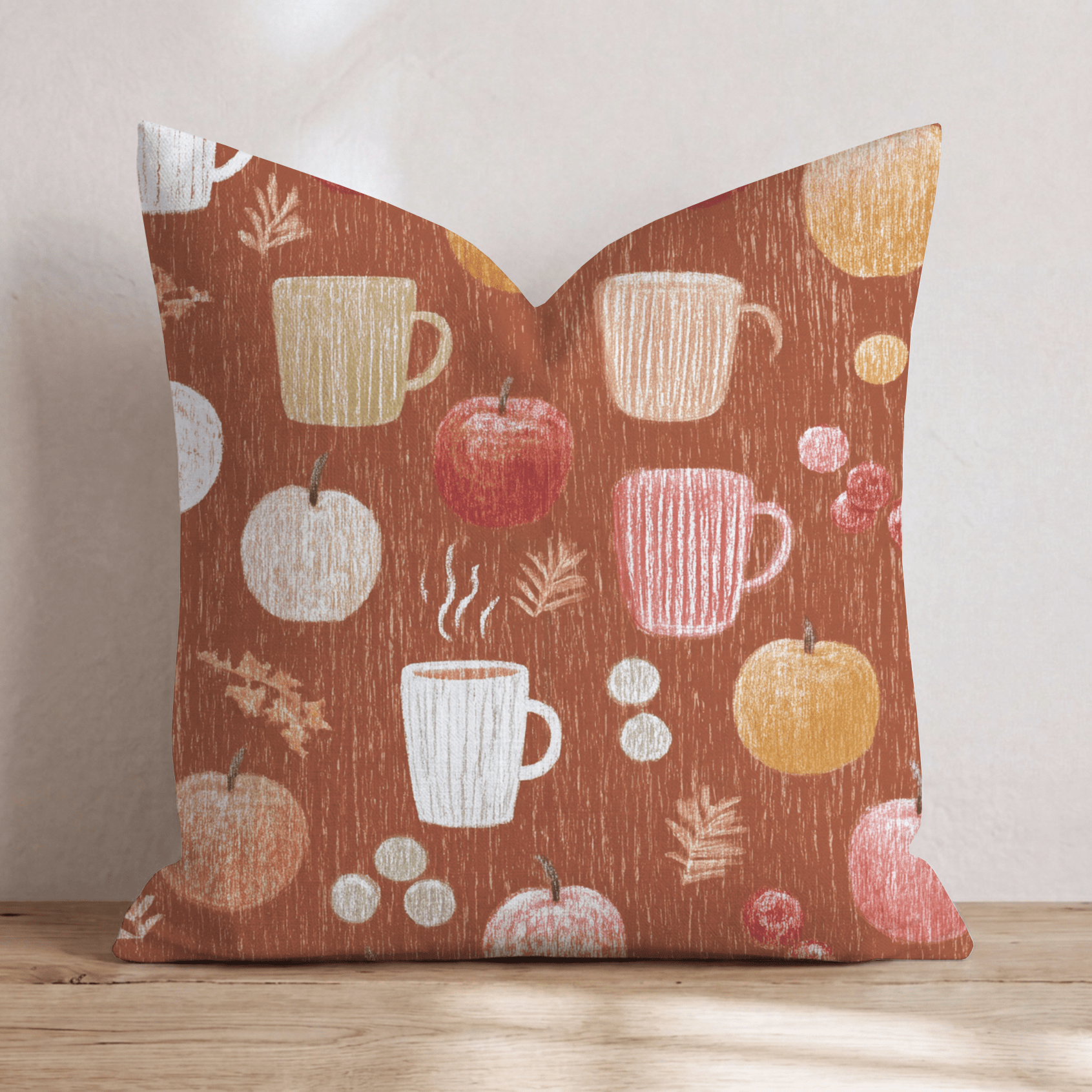 Autumn Orchard Mugs Throw Pillow - Hillcroft Home