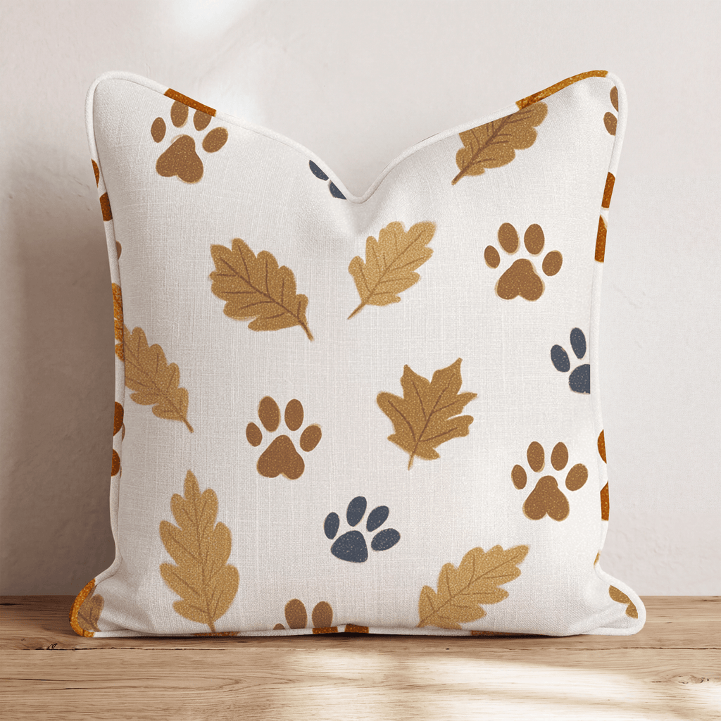 Autumn Pawprints Throw Pillow - Hillcroft Home