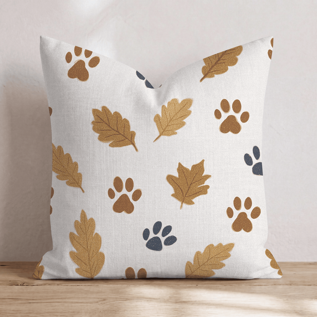 Autumn Pawprints Throw Pillow - Hillcroft Home