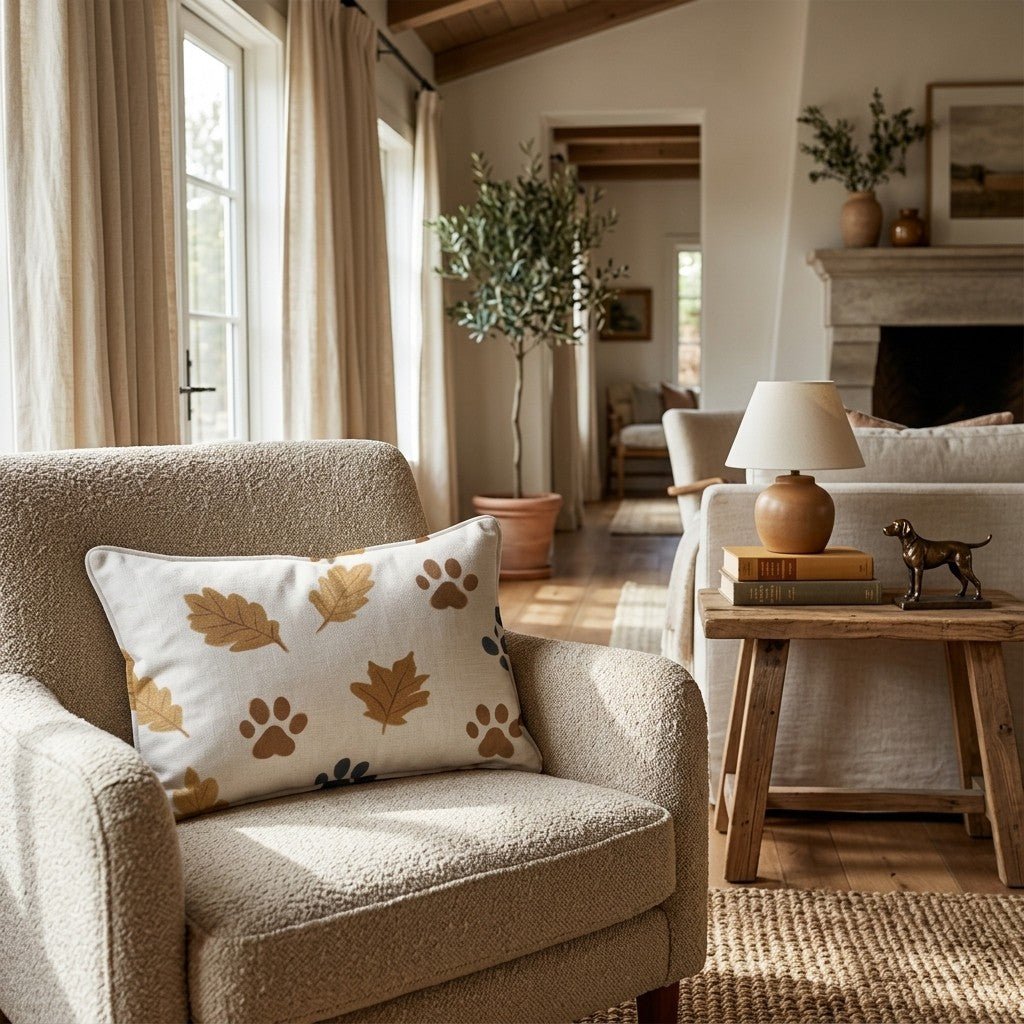 Autumn Pawprints Throw Pillow - Hillcroft Home
