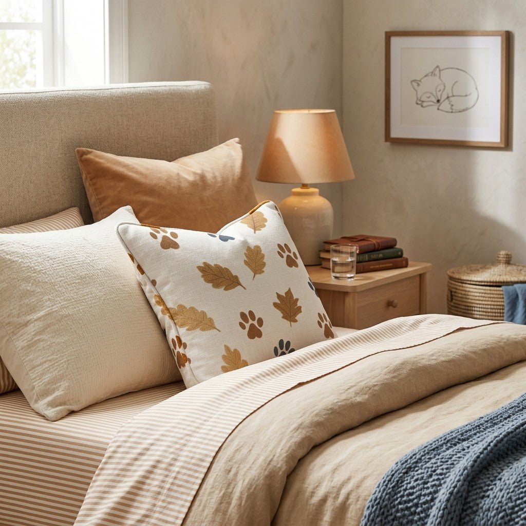 Autumn Pawprints Throw Pillow - Hillcroft Home