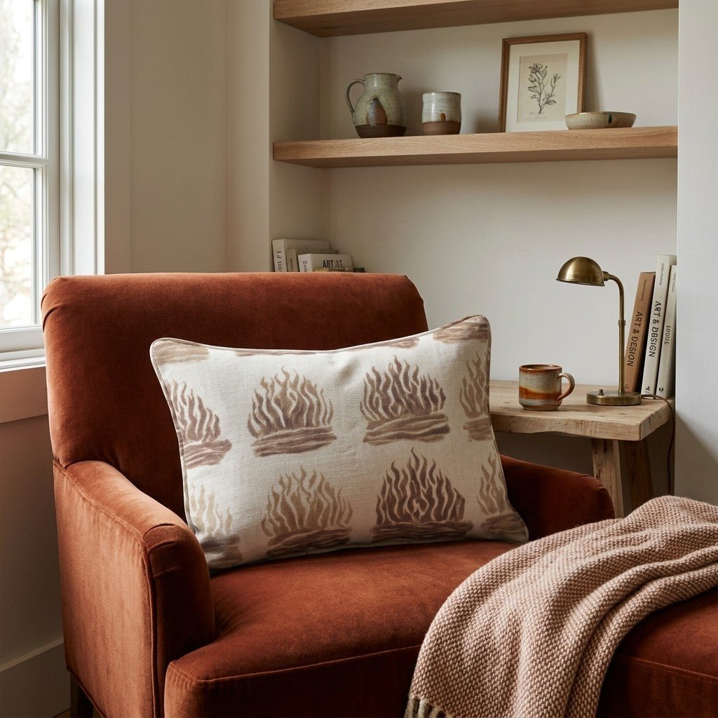 Autumn Taupe Campfire Throw Pillow - Hillcroft Home