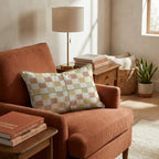 Autumn Watercolor Check Throw Pillow - Hillcroft Home