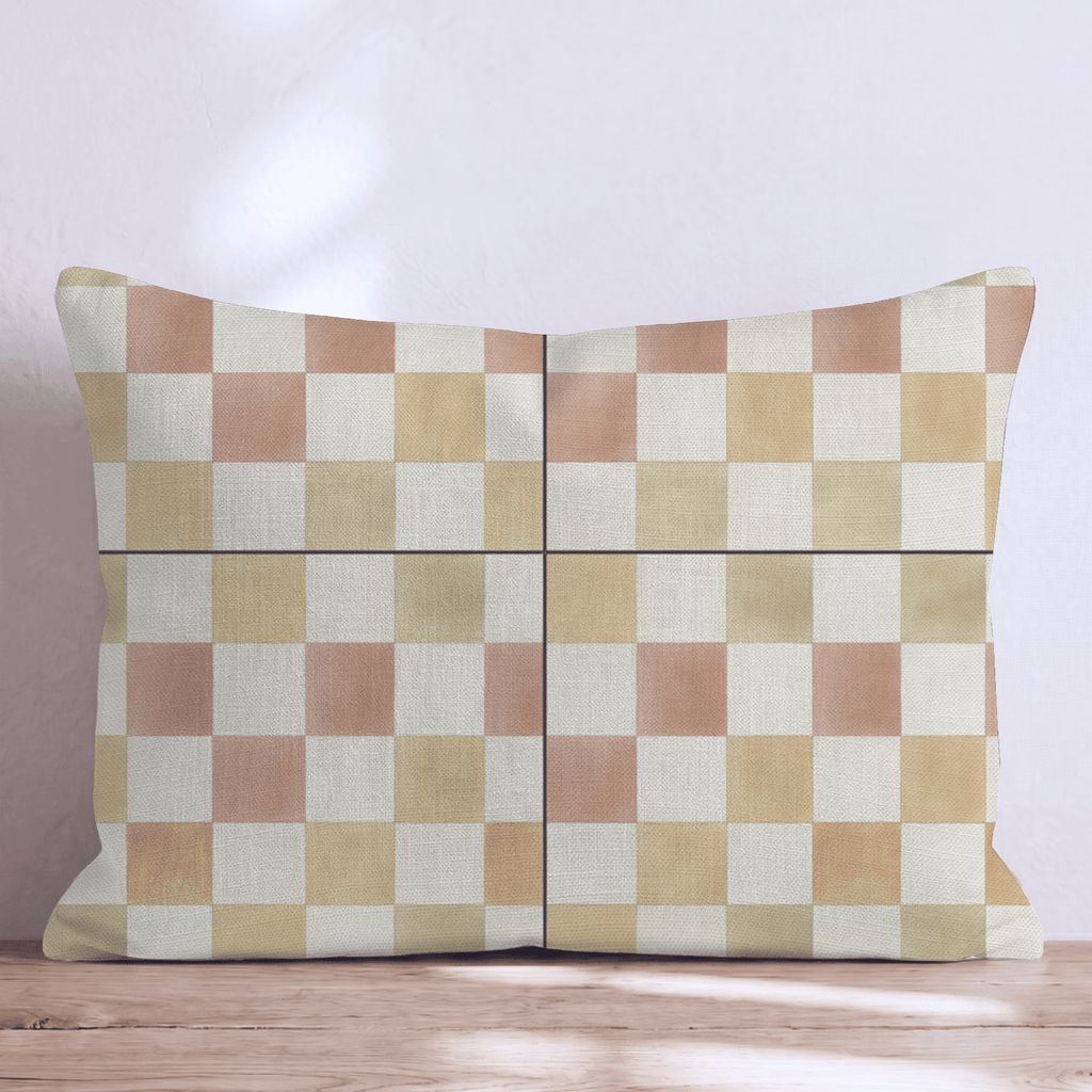 Autumn Watercolor Check Throw Pillow - Hillcroft Home