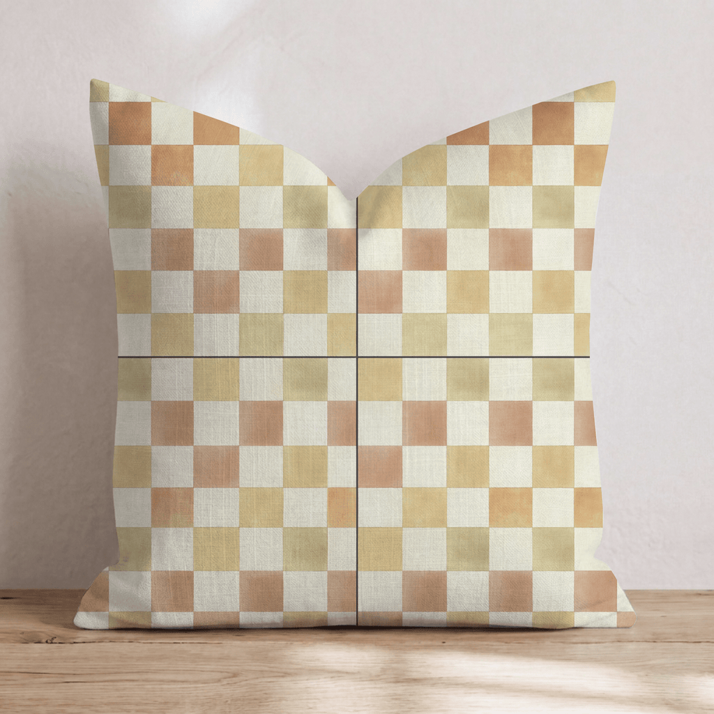 Autumn Watercolor Check Throw Pillow - Hillcroft Home