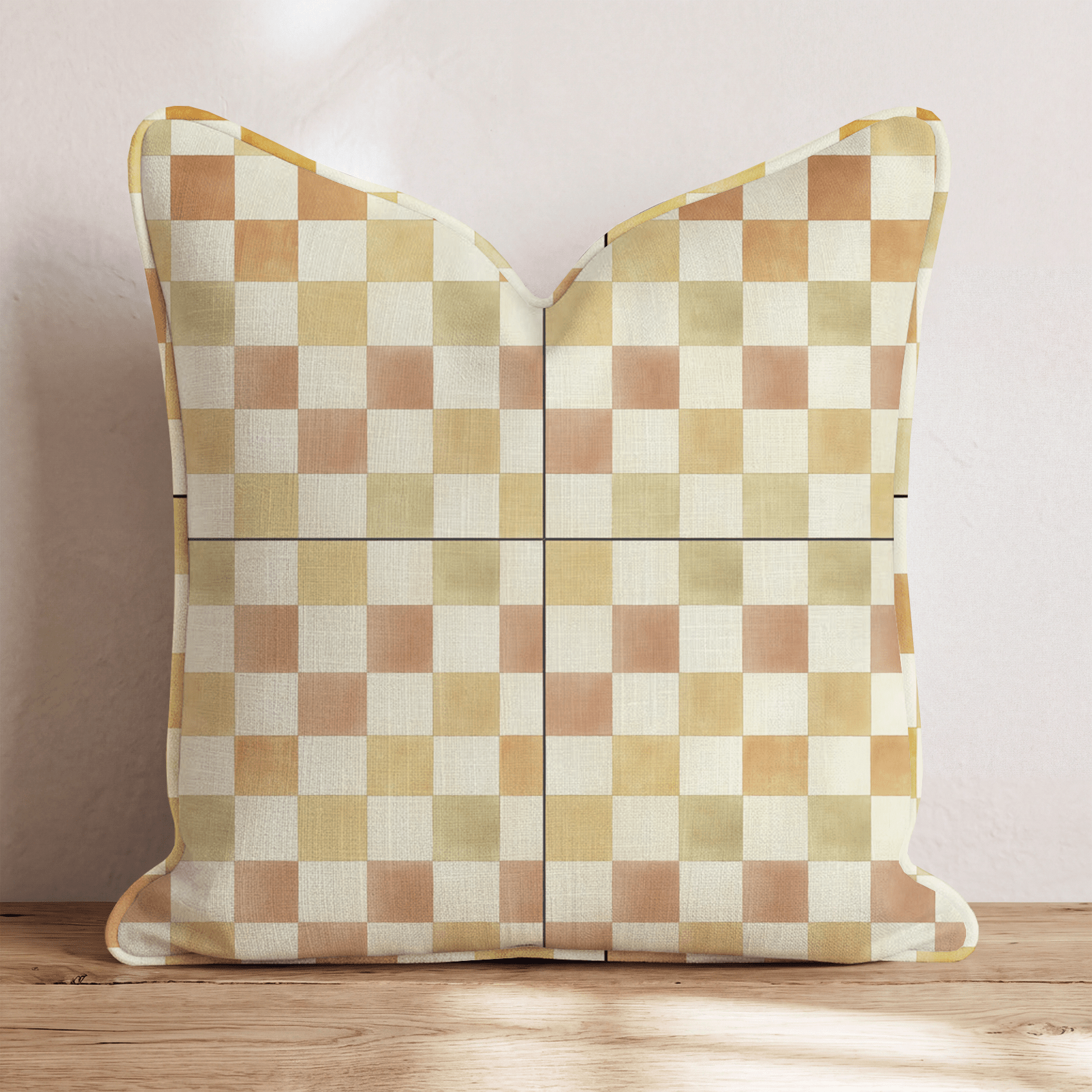 Autumn Watercolor Check Throw Pillow - Hillcroft Home