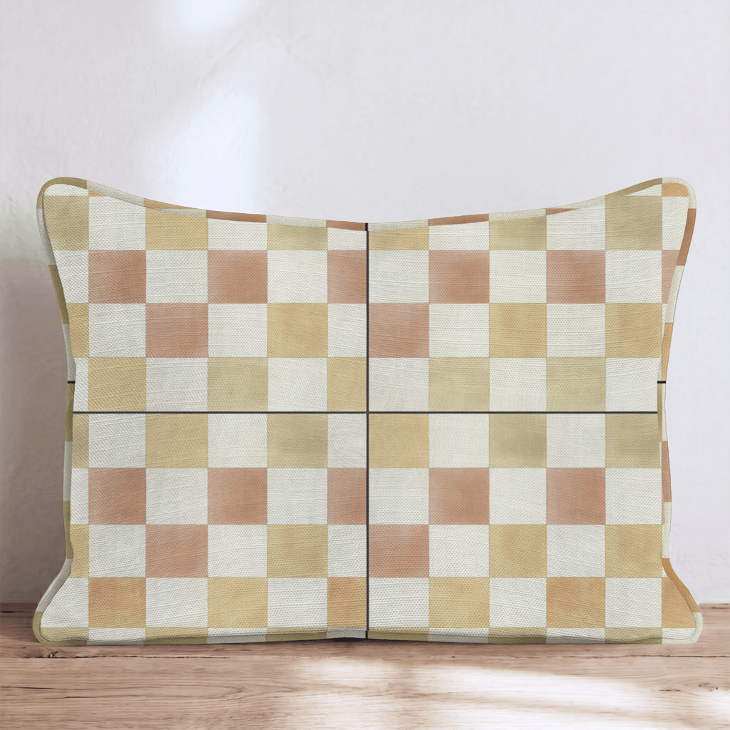 Autumn Watercolor Check Throw Pillow - Hillcroft Home