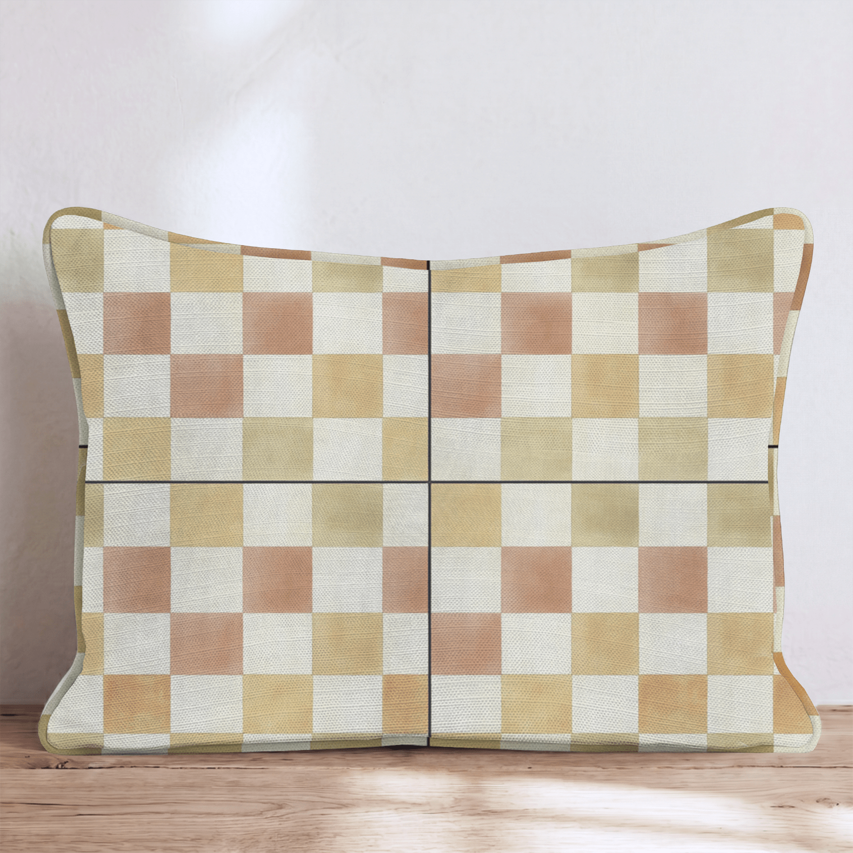 Autumn Watercolor Check Throw Pillow - Hillcroft Home