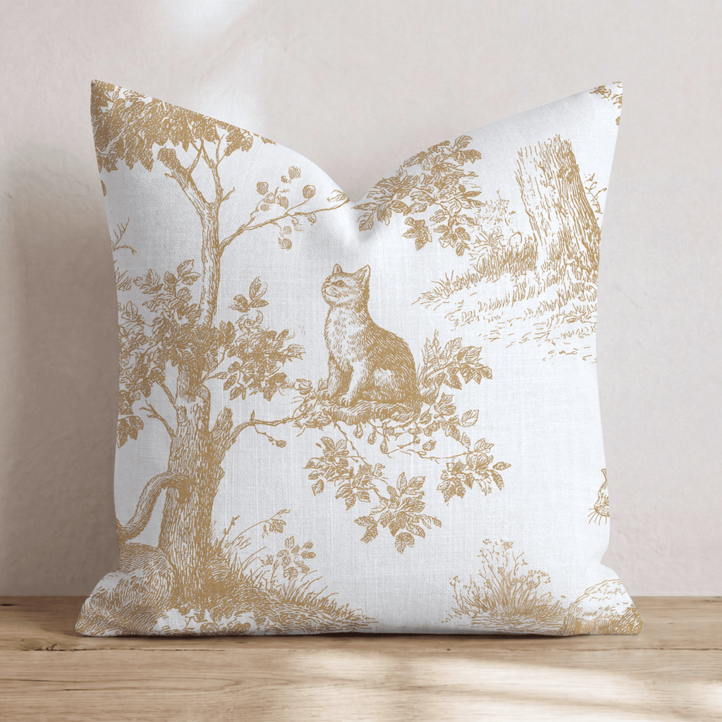 Autumn Woodland Cat Toile Throw Pillow - Hillcroft Home