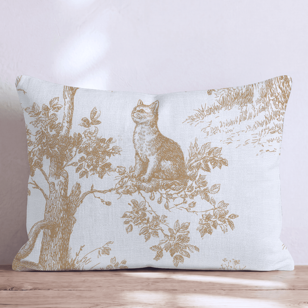Autumn Woodland Cat Toile Throw Pillow - Hillcroft Home