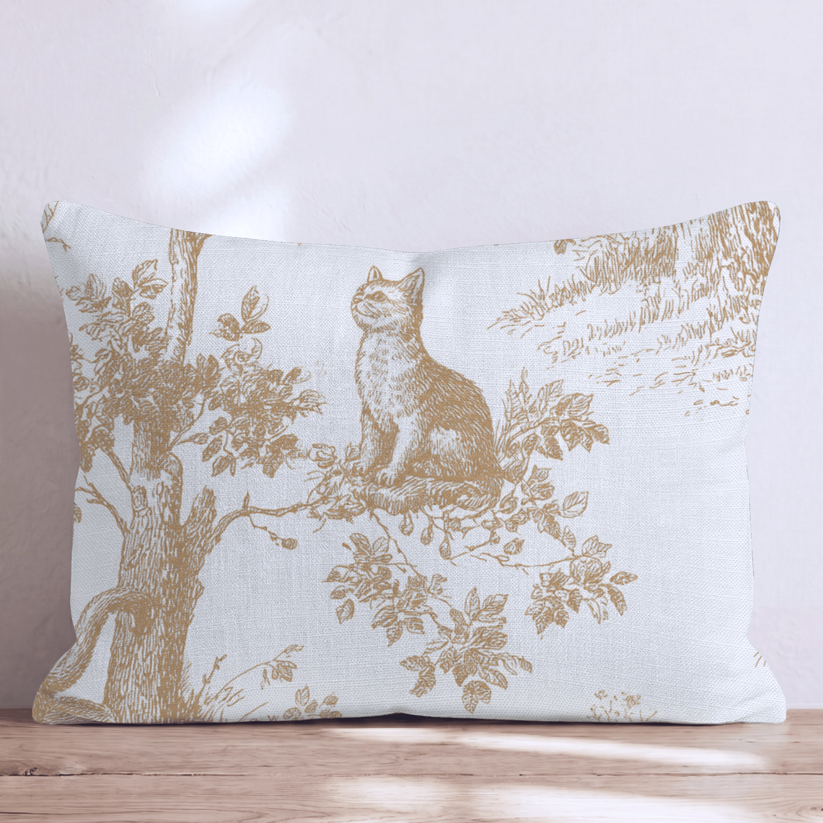 Autumn Woodland Cat Toile Throw Pillow - Hillcroft Home