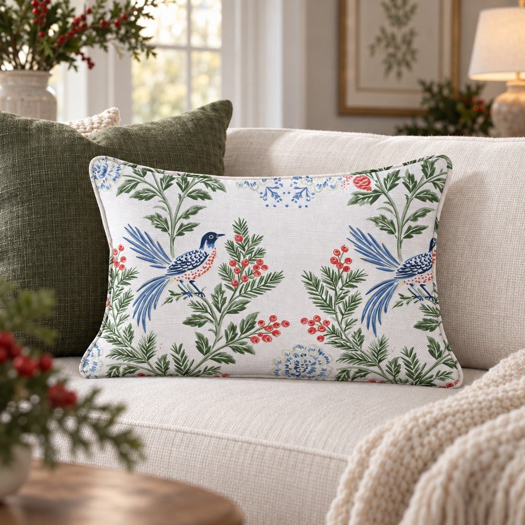 Aviary Garland Throw Pillow throw pillow - Hillcroft Home