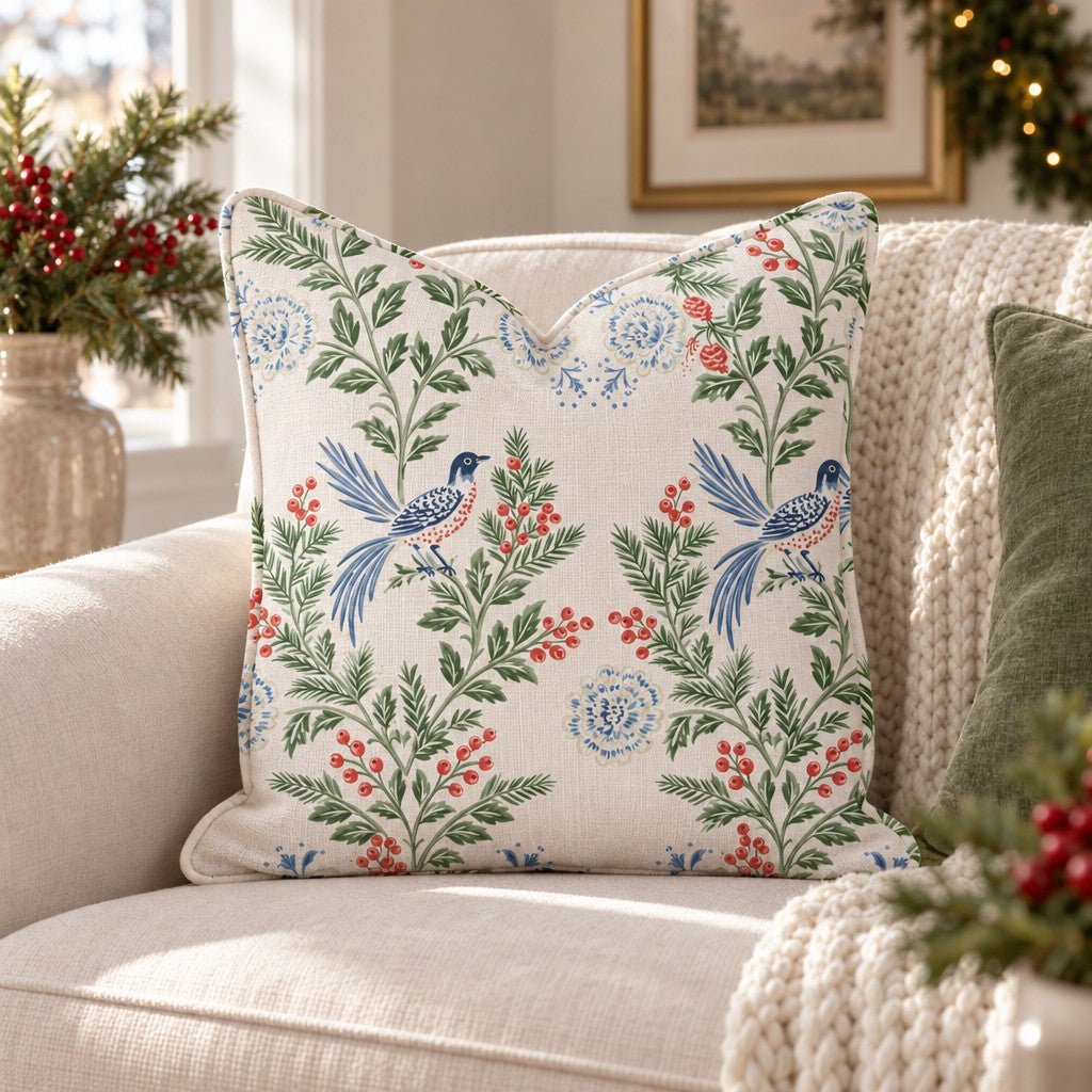 Aviary Garland Throw Pillow throw pillow - Hillcroft Home