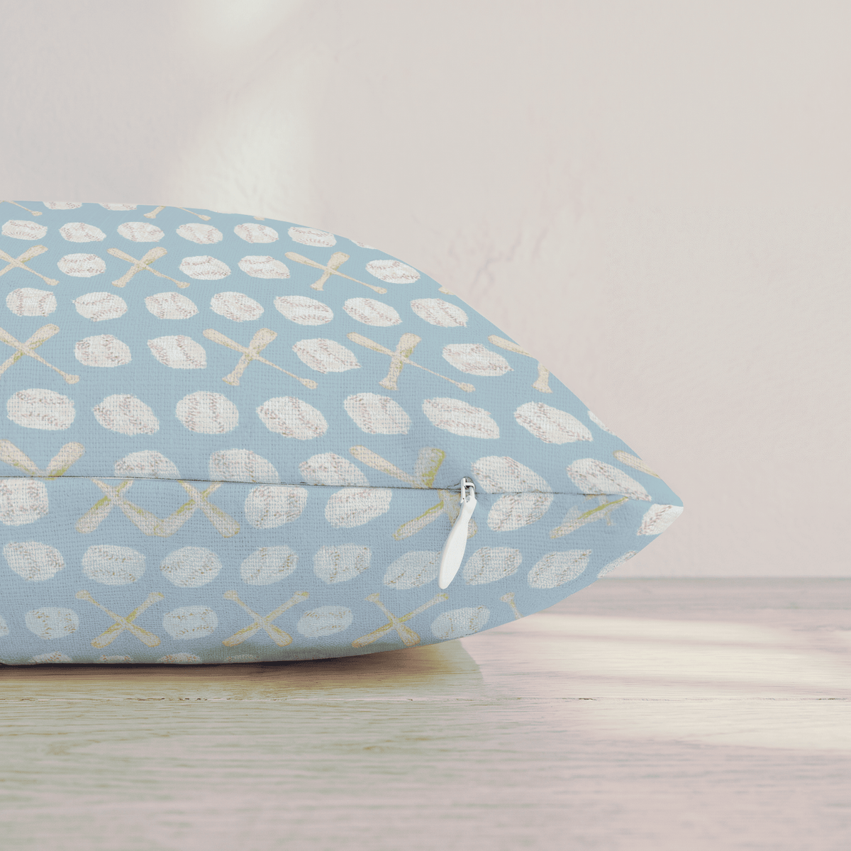 Baby Blue Baseball Throw Pillow throw pillow - Hillcroft Home