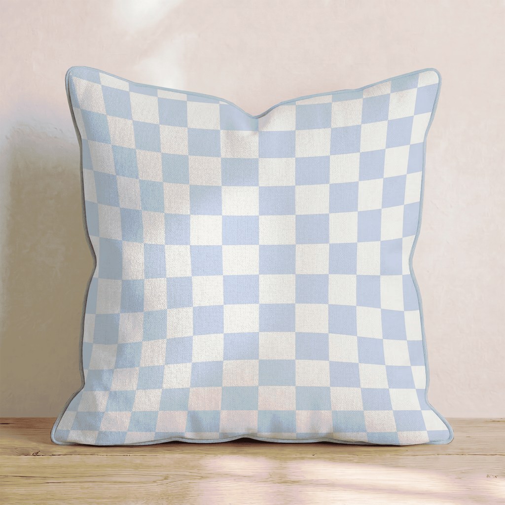 Baby Blue Wavy Check Throw Pillow - Hillcroft Home