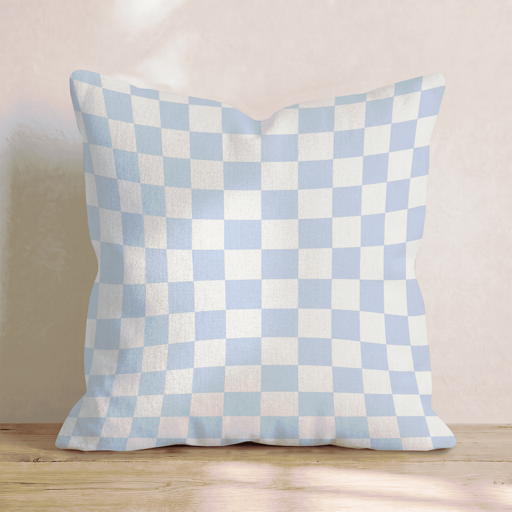 Baby Blue Wavy Check Throw Pillow - Hillcroft Home