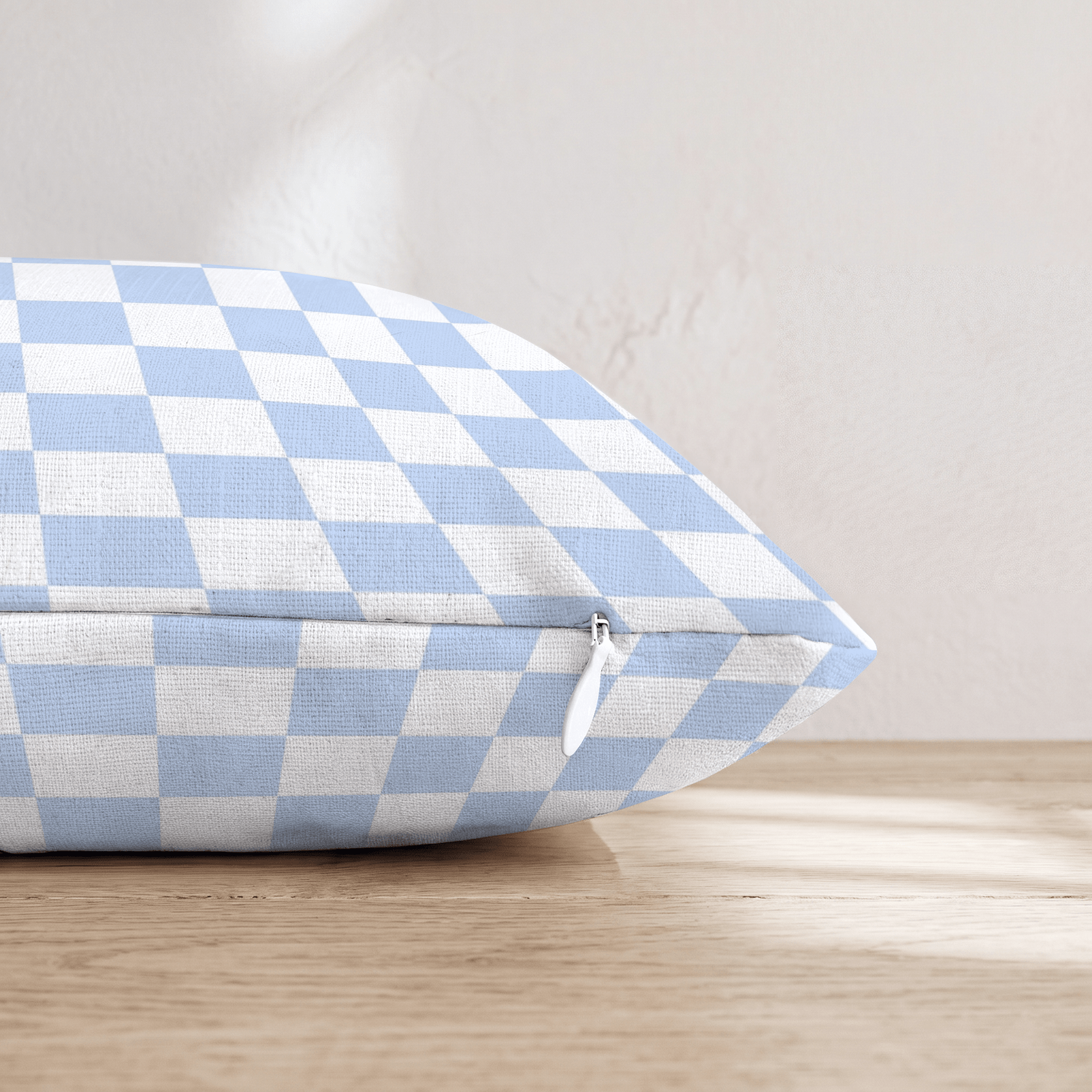 Baby Blue Wavy Check Throw Pillow - Hillcroft Home