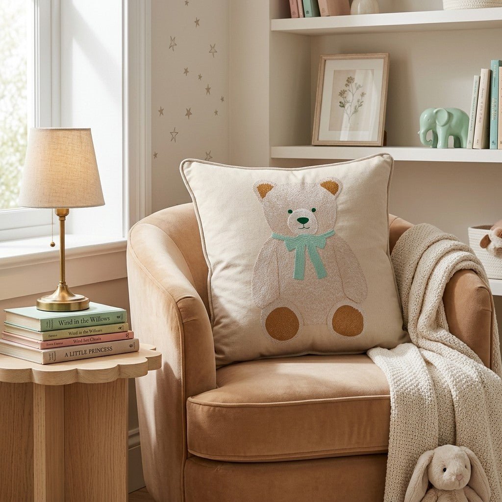 Baby Boy Teddy Bear Throw Pillow - Hillcroft Home