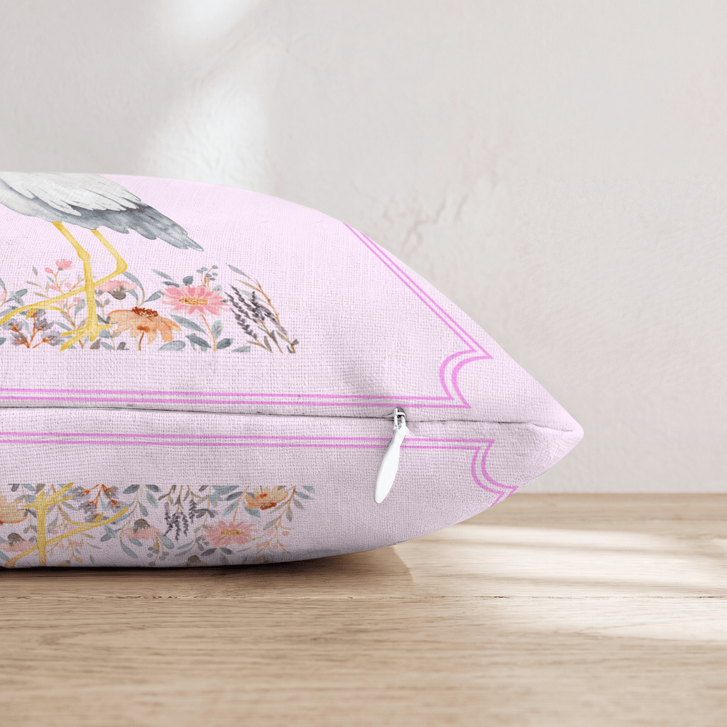 Baby Girl Stork Throw Pillow - Hillcroft Home