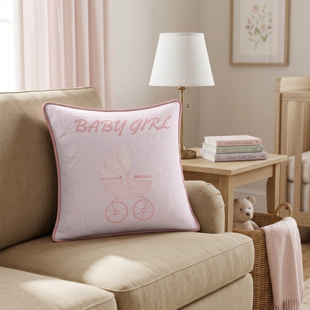 Baby Girl Throw Pillow - Hillcroft Home