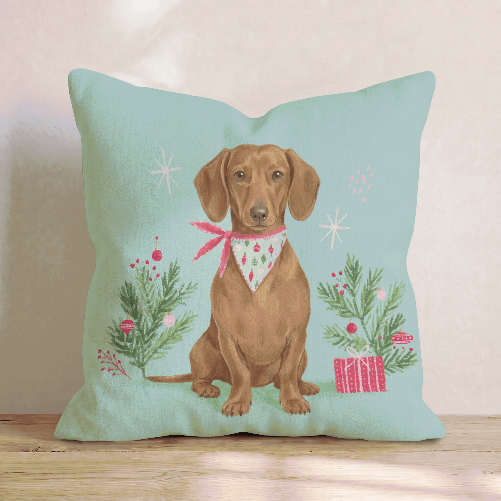 Bandana Dachshund Gift Throw Pillow - Hillcroft Home