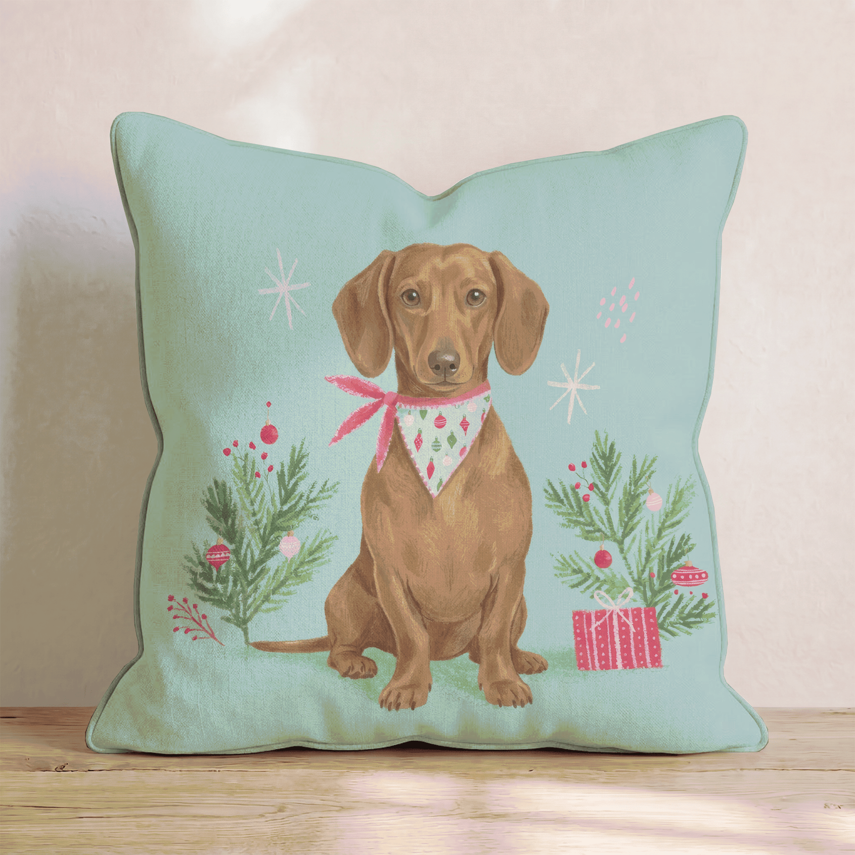 Bandana Dachshund Gift Throw Pillow - Hillcroft Home