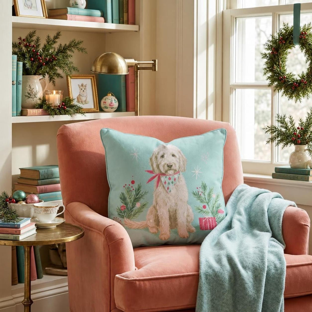Bandana Gift Labradoodle Throw Pillow throw pillow - Hillcroft Home