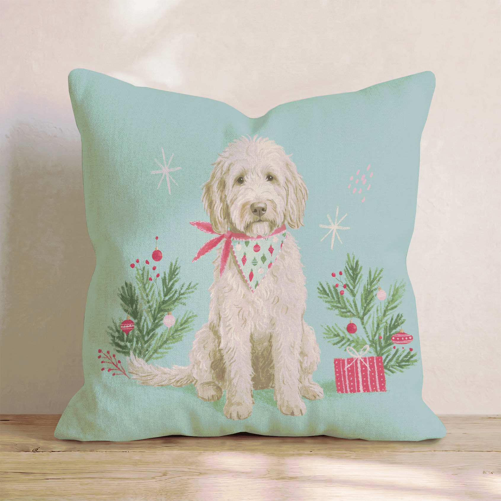 Bandana Gift Labradoodle Throw Pillow - Hillcroft Home
