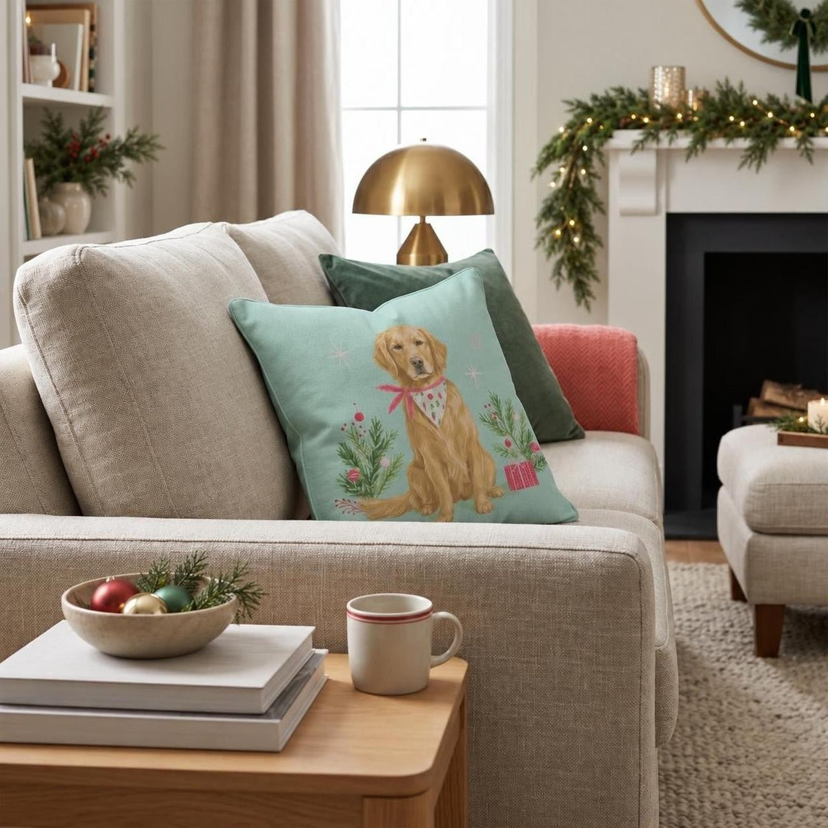 Bandana Golden Retriever Gift Throw Pillow throw pillow - Hillcroft Home