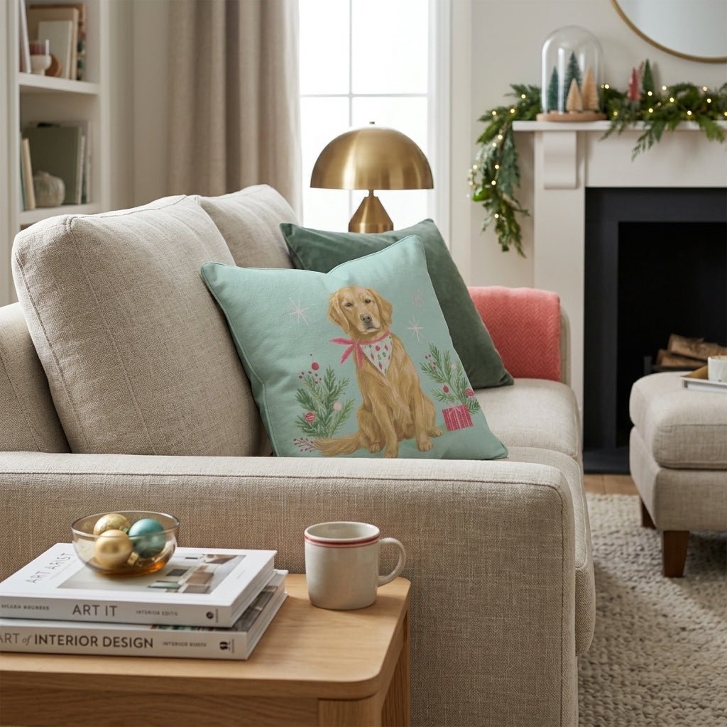 Bandana Golden Retriever Gift Throw Pillow - Hillcroft Home