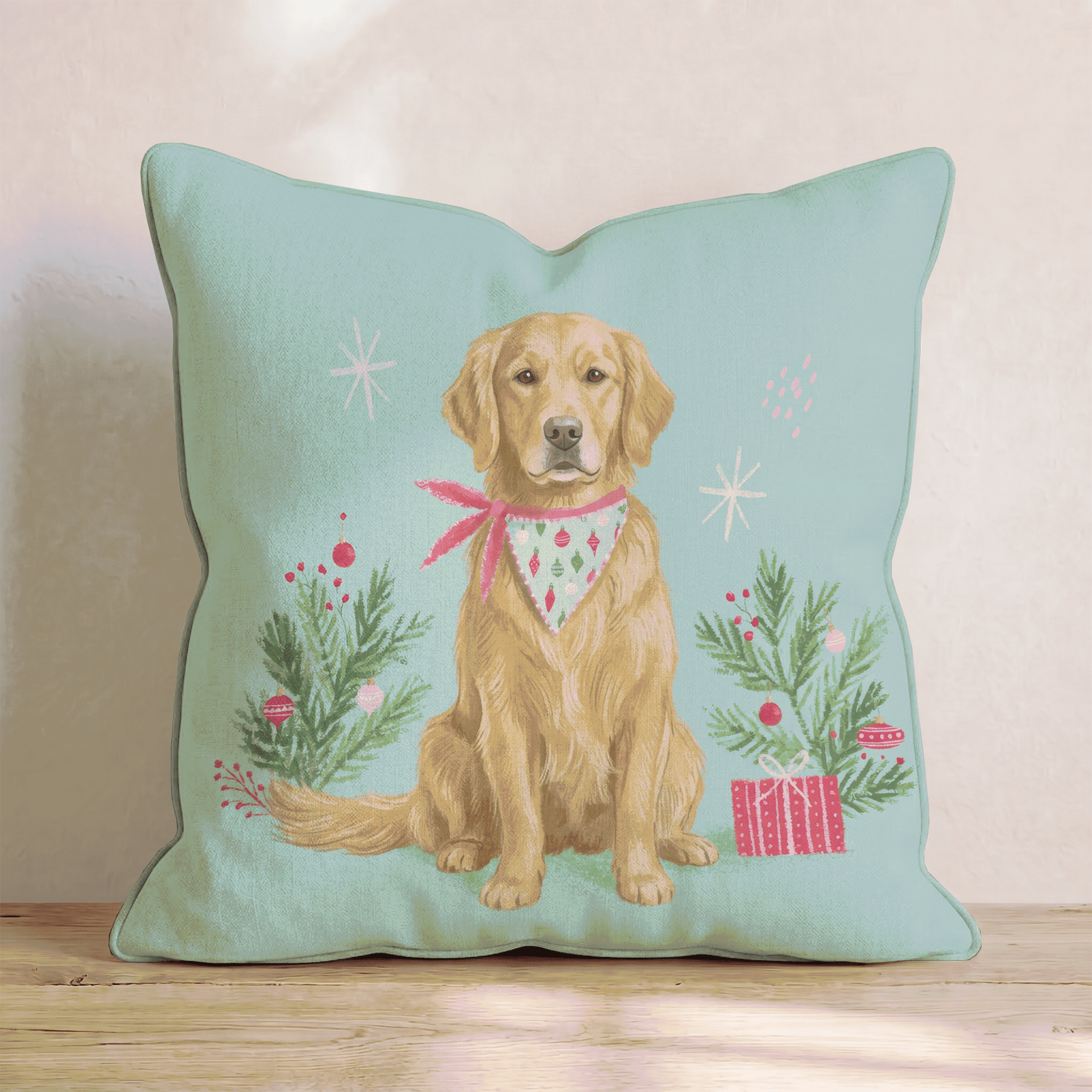Bandana Golden Retriever Gift Throw Pillow - Hillcroft Home