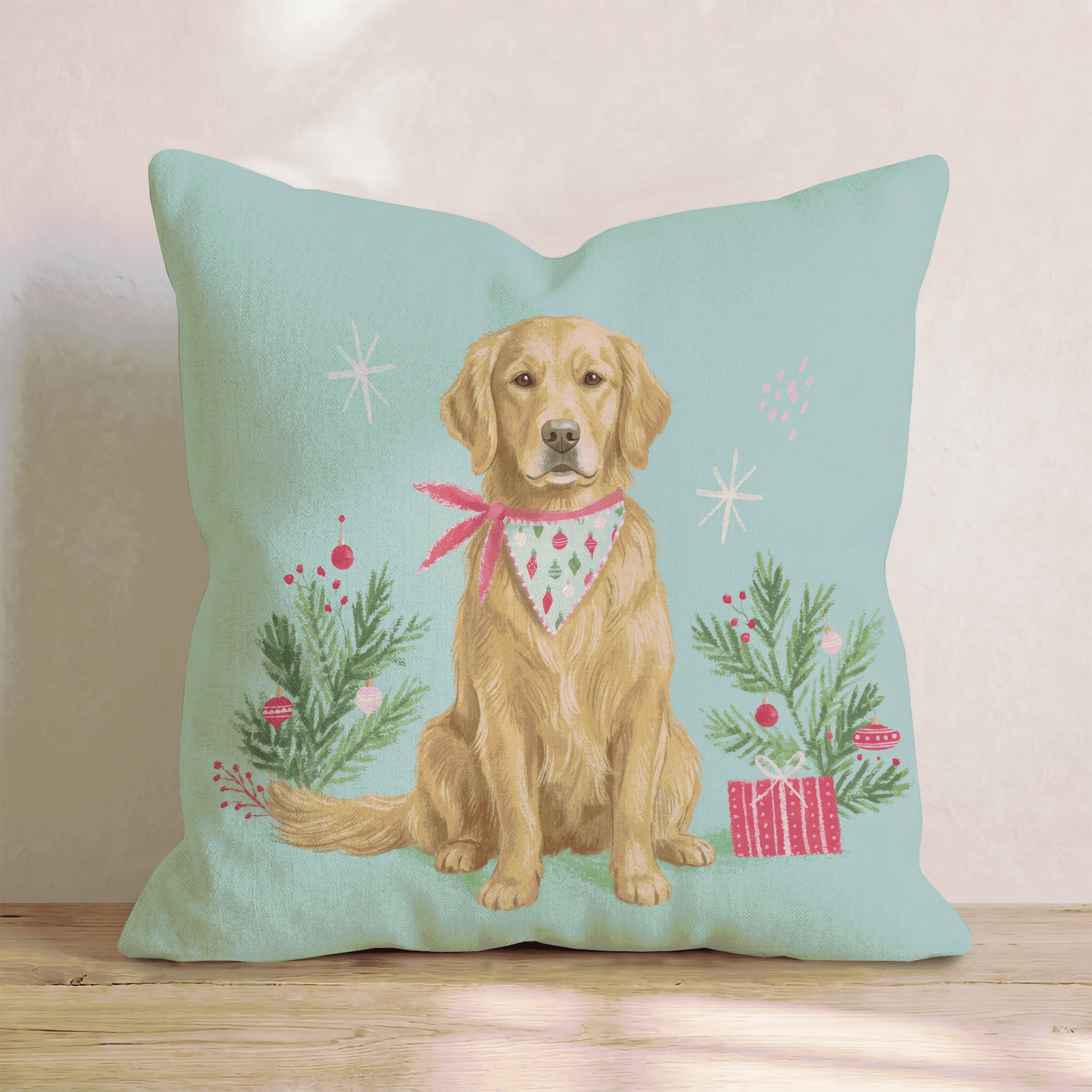 Bandana Golden Retriever Gift Throw Pillow - Hillcroft Home