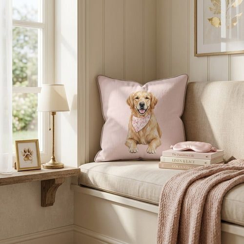 Bandana Golden Retriever Throw Pillow - Hillcroft Home