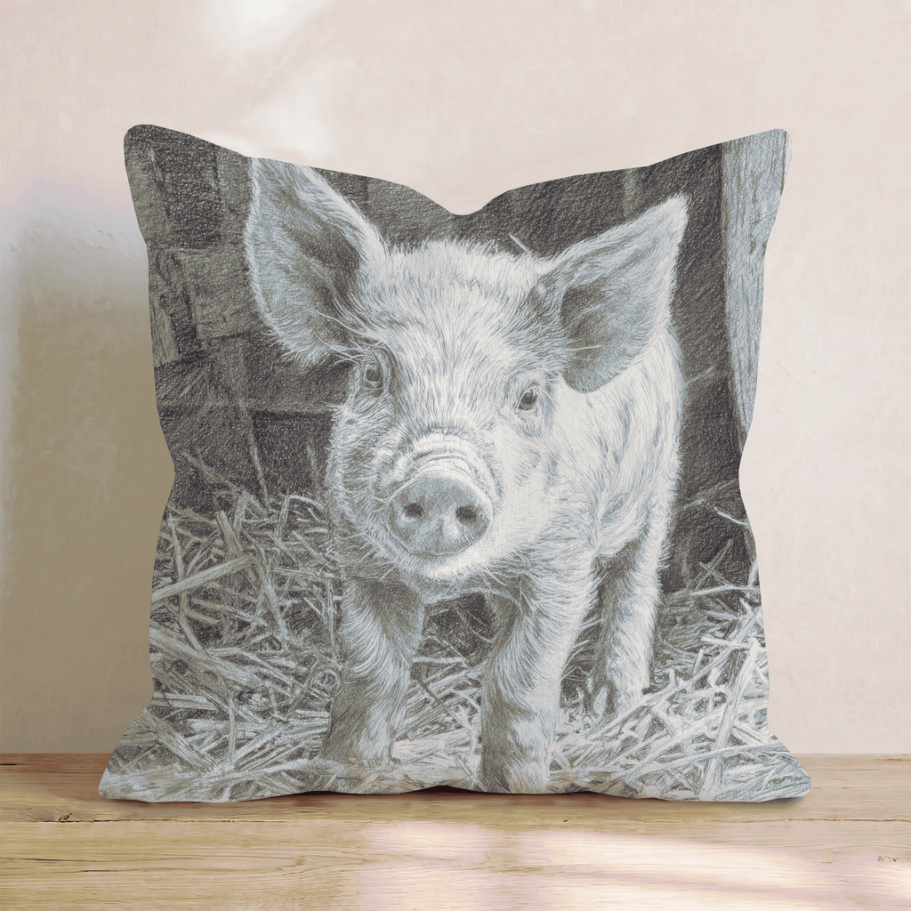 Barn Piglet Pencil Throw Pillow - Hillcroft Home