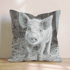 Barn Piglet Pencil Throw Pillow - Hillcroft Home