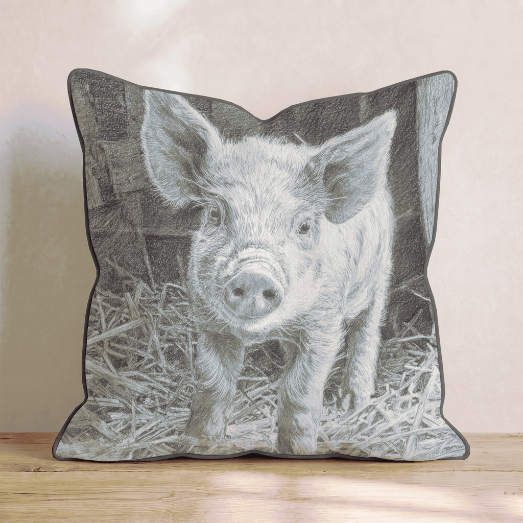 Barn Piglet Pencil Throw Pillow - Hillcroft Home