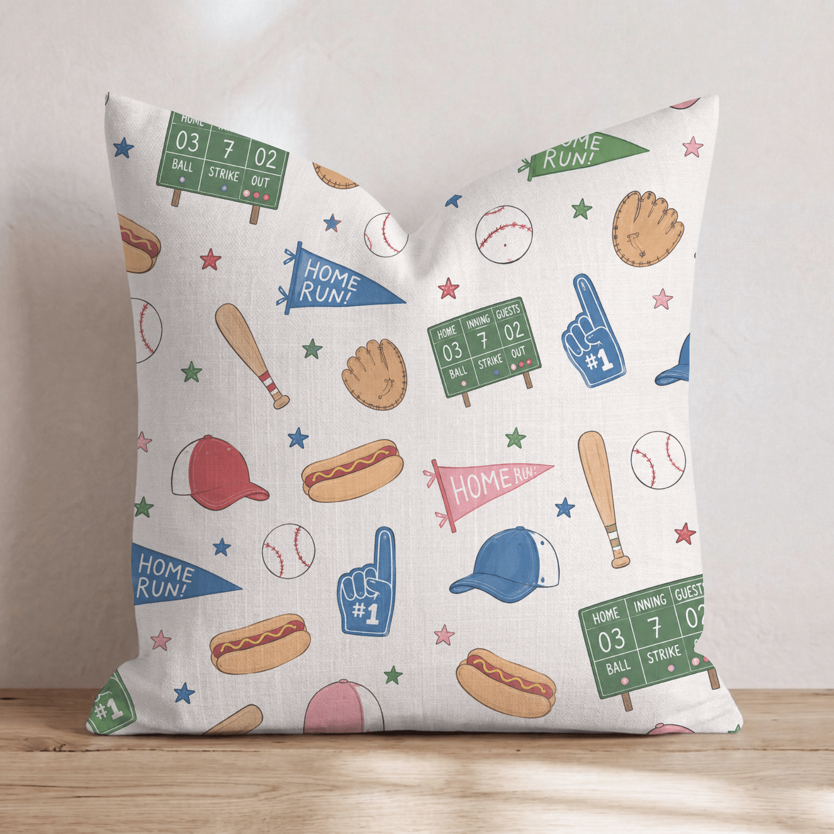 Baseball Doodles Throw Pillow - Hillcroft Home