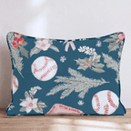 Baseball Holly Navy Throw Pillow - Hillcroft Home