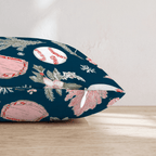 Baseball Holly Navy Throw Pillow - Hillcroft Home